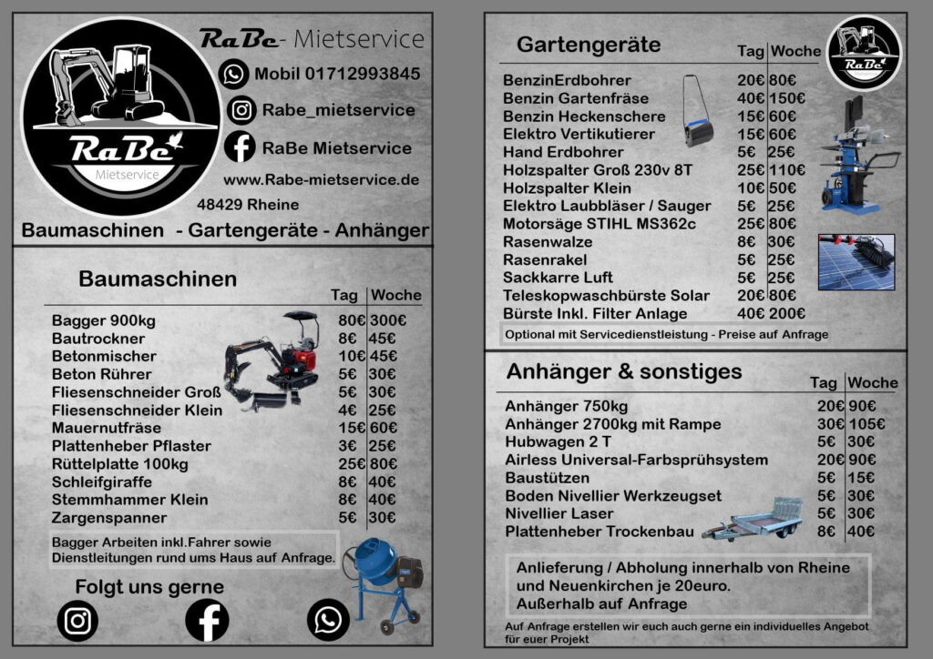 Flyer Rabe Mietservice Rheine